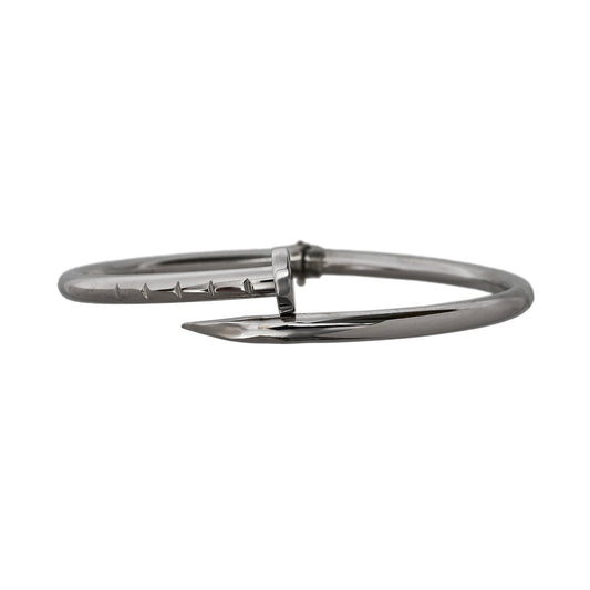 Pre-Owned 9ct White Gold Curved Nail Design Hinged Bangle