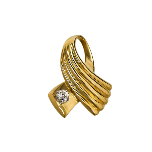 Pre-Owned 14ct Gold Diamond Swirl Pendant