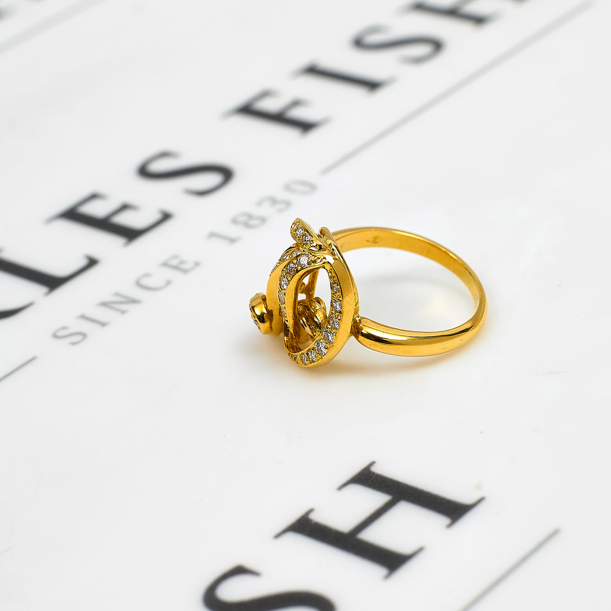 Pre-Owned 18ct Gold 35 Diamond Initial D Ring Size M.5