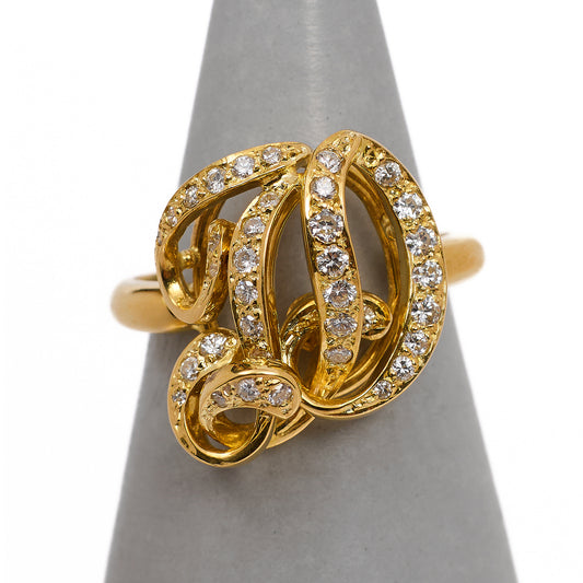 Pre-Owned 18ct Gold 35 Diamond Initial D Ring Size M.5