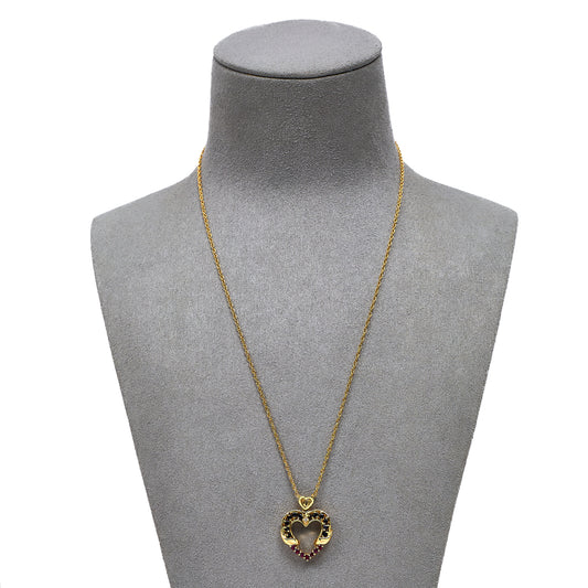 Pre-Owned 14ct Gold Multi Gemstone Heart Pendant Necklace