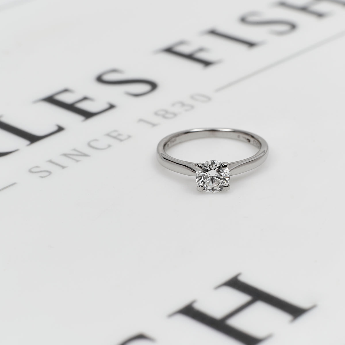 Platinum GIA Diamond Solitaire Ring Size J