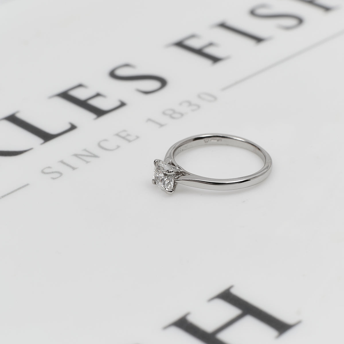 Platinum GIA Diamond Solitaire Ring Size J