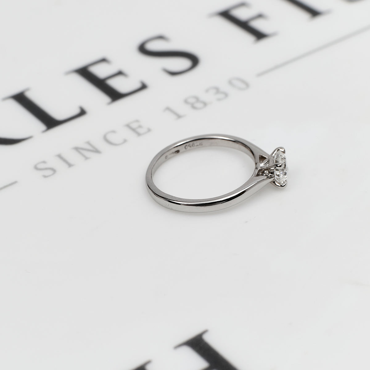 Platinum GIA Diamond Solitaire Ring Size J