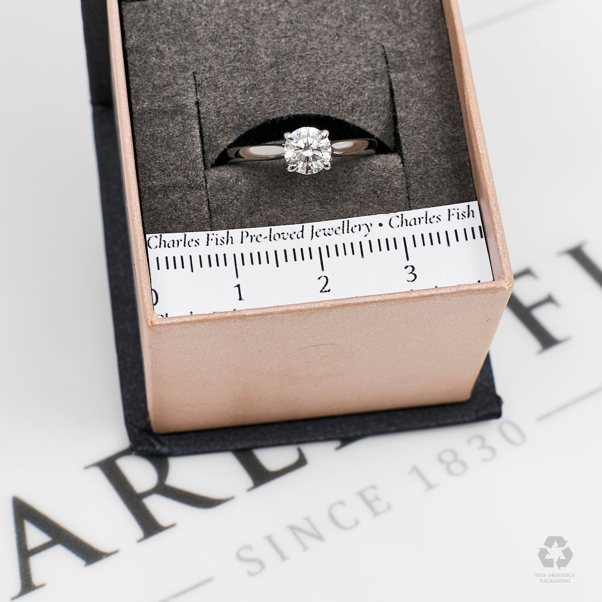 Platinum GIA Diamond Solitaire Ring Size J