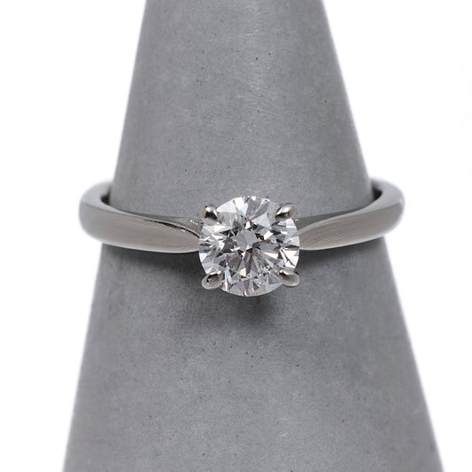 Platinum GIA Diamond Solitaire Ring Size J