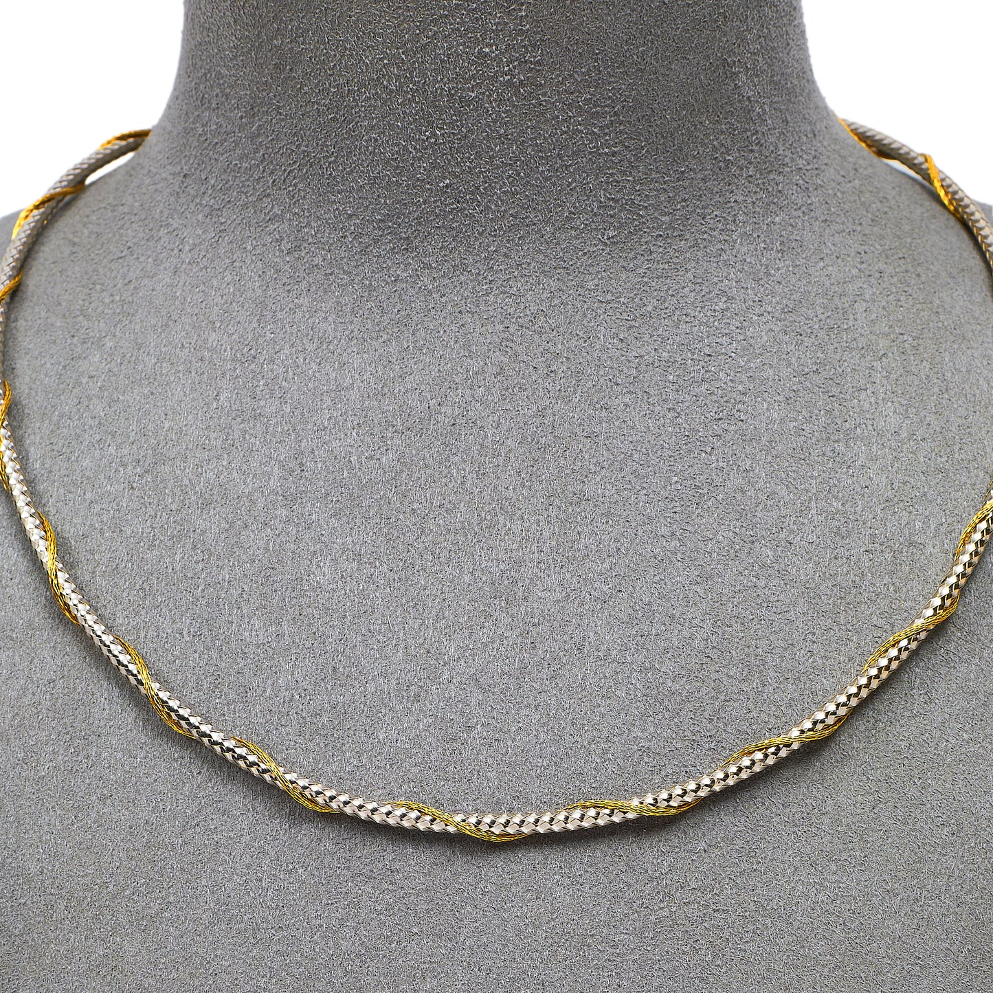 Pre-Owned 18ct White Gold Necklace & Gold Twist 16 Inch