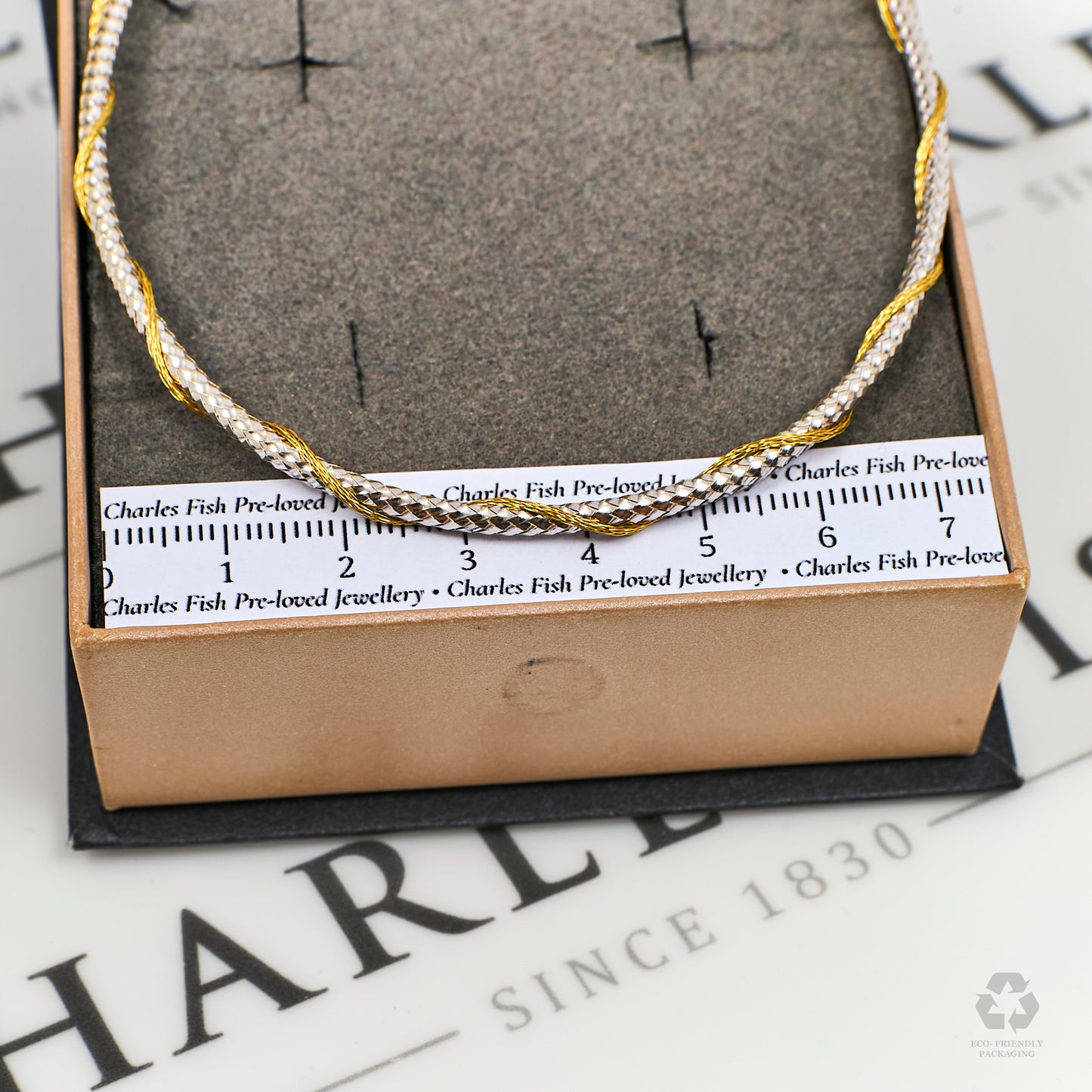 Pre-Owned 18ct White Gold Necklace & Gold Twist 16 Inch