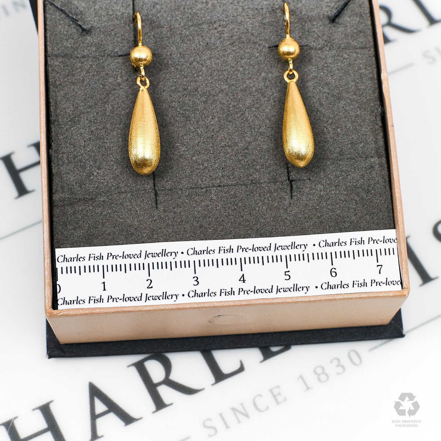Pre-Owned 18ct Gold Satin Finish Drop Earrings
