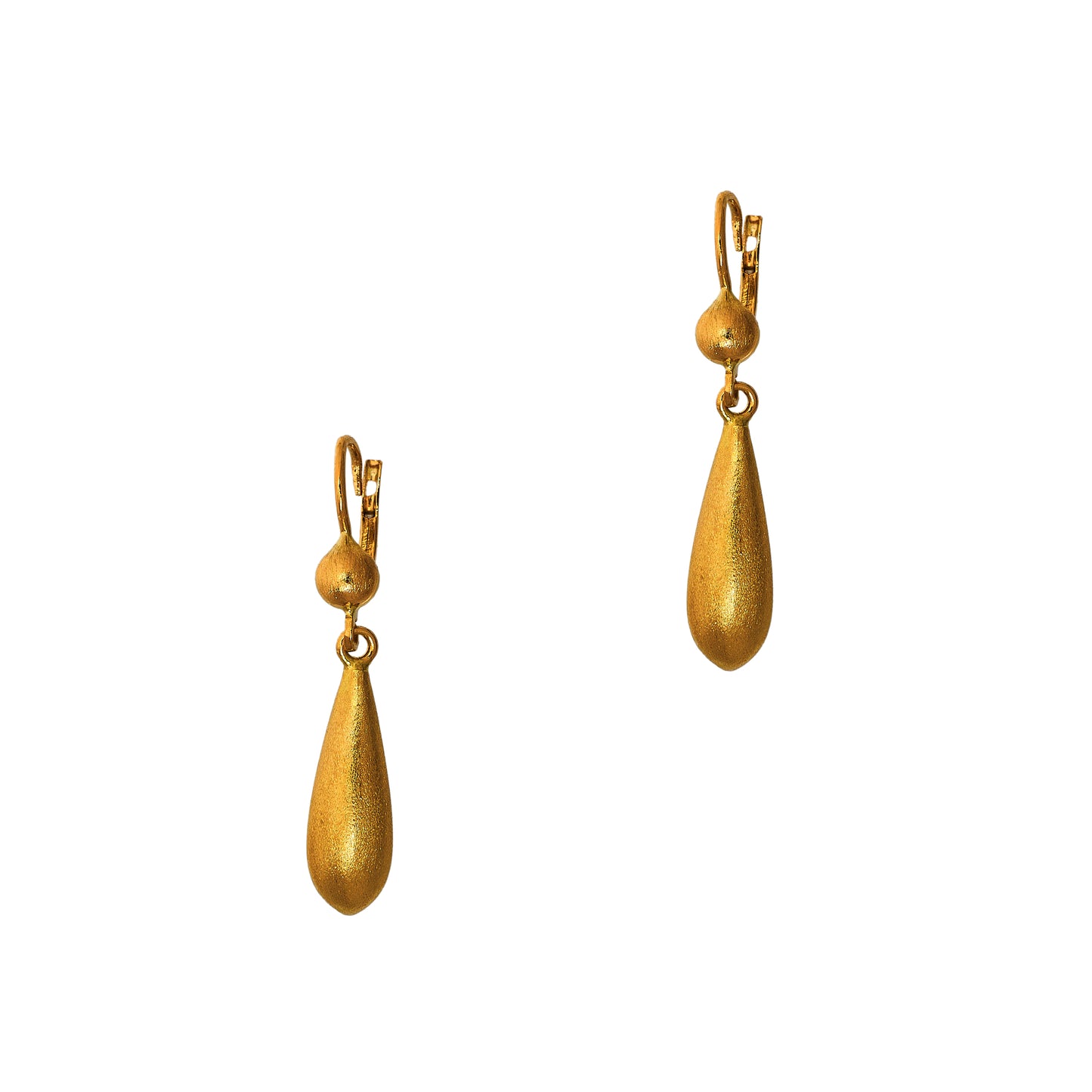 Pre-Owned 18ct Gold Satin Finish Drop Earrings