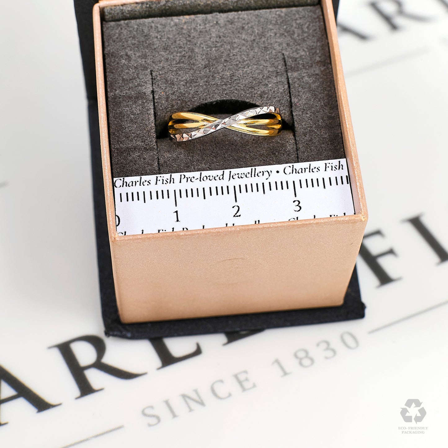 Pre-Owned 14ct Gold 2 Tone Crossover Ring Size O