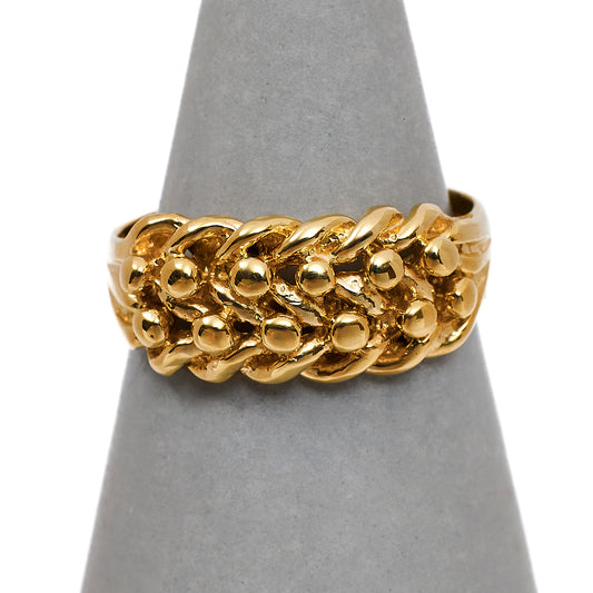Pre-Owned 9ct Gold 2 Row Shot Ring Size N.5