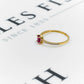 Pre-Owned 14ct Gold Synthetic Red Stone & CZ Ring Size N