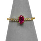Pre-Owned 14ct Gold Synthetic Red Stone & CZ Ring Size N