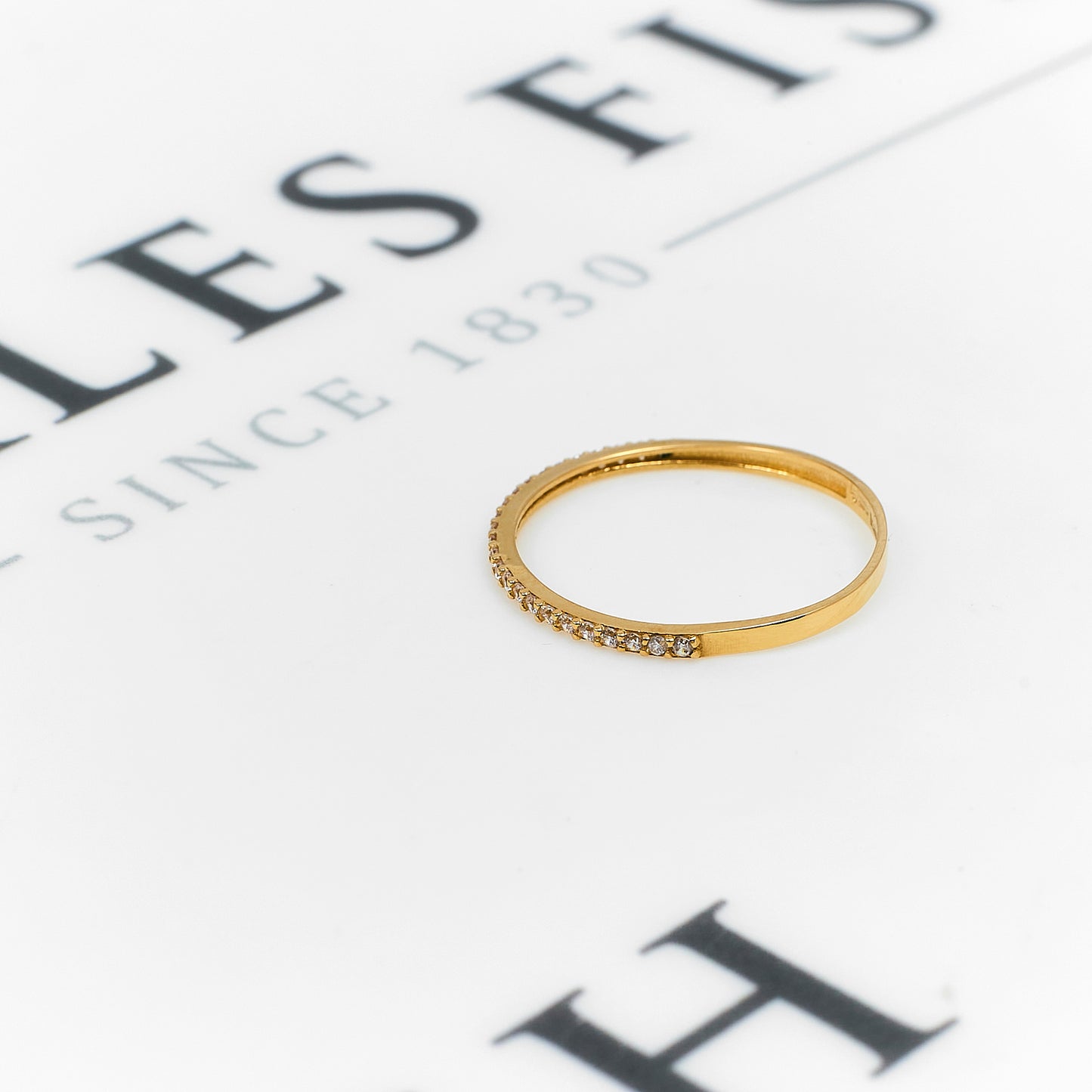 Pre-Owned 14ct Gold CZ Slim Band Ring Size O.5