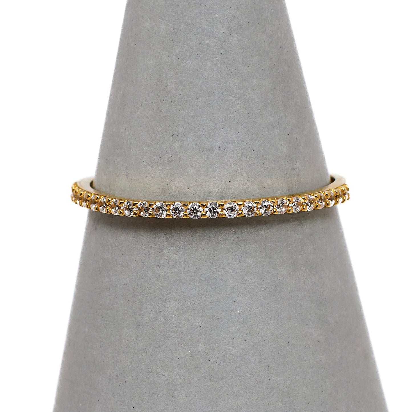 Pre-Owned 14ct Gold CZ Slim Band Ring Size O.5