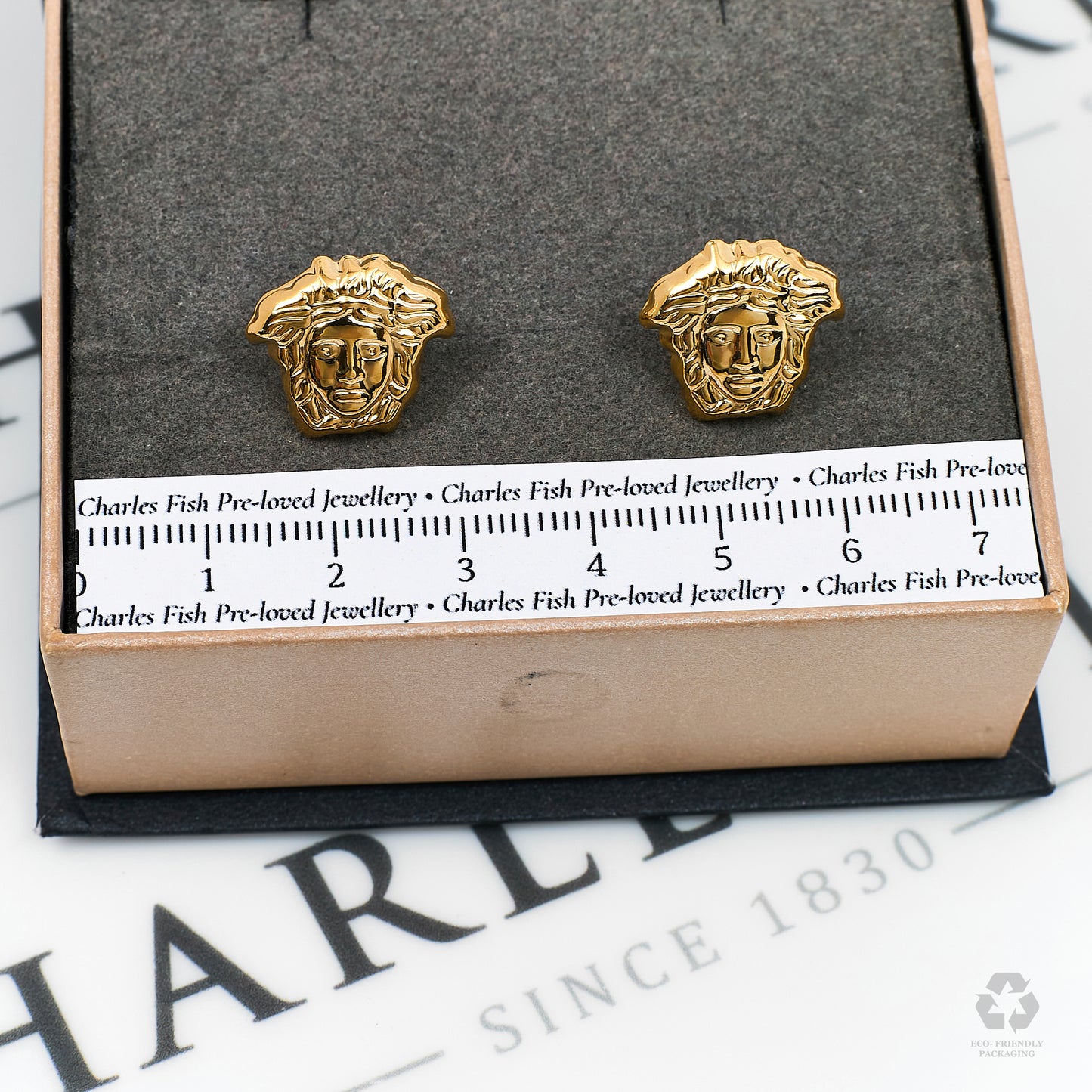 Pre-Owned 18ct Gold Medusa Head Stud Earrings