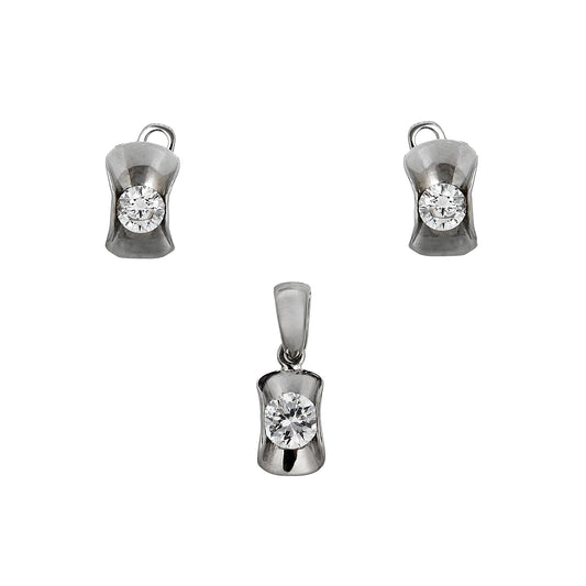 Pre-Owned 14ct White Gold CZ Jewellery SET