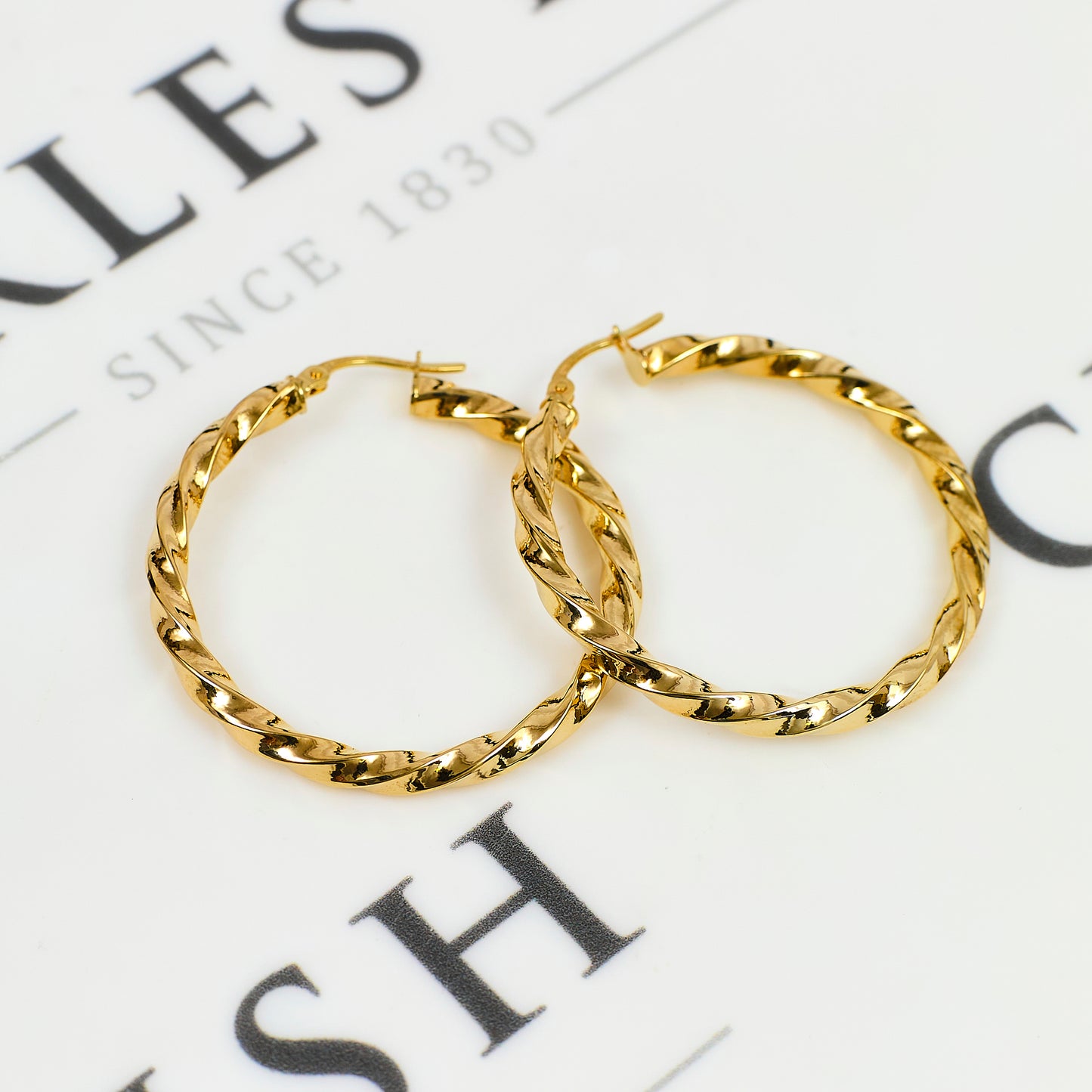 Pre-Owned 9ct Gold Twist Creole Hoop Earrings