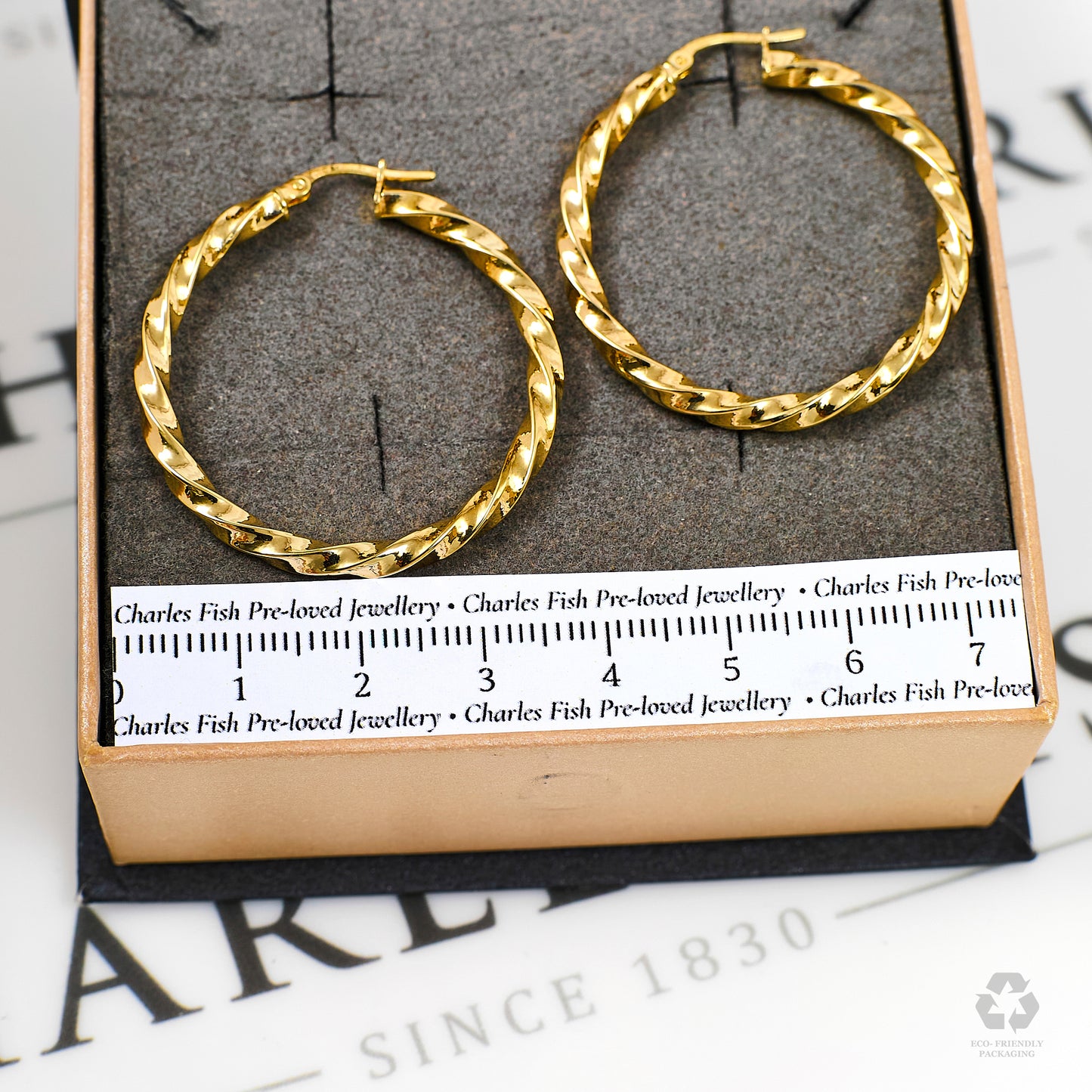 Pre-Owned 9ct Gold Twist Creole Hoop Earrings