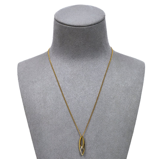 Pre-Owned 9ct Gold Diamond Ellipse Pendant & Chain 16 Inch