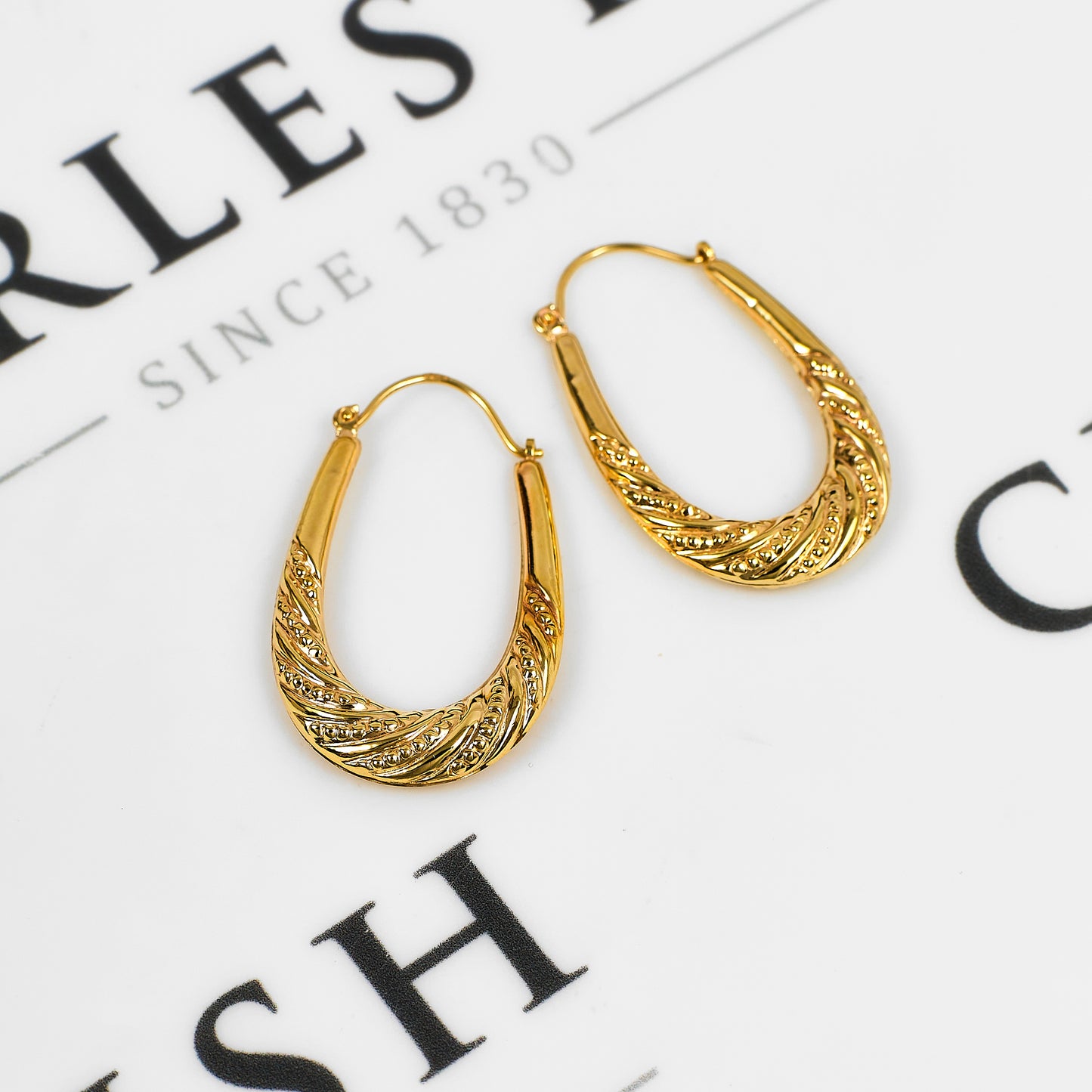 Pre-Owned 9ct Gold Horseshoe Twist Creole Hoop Earrings