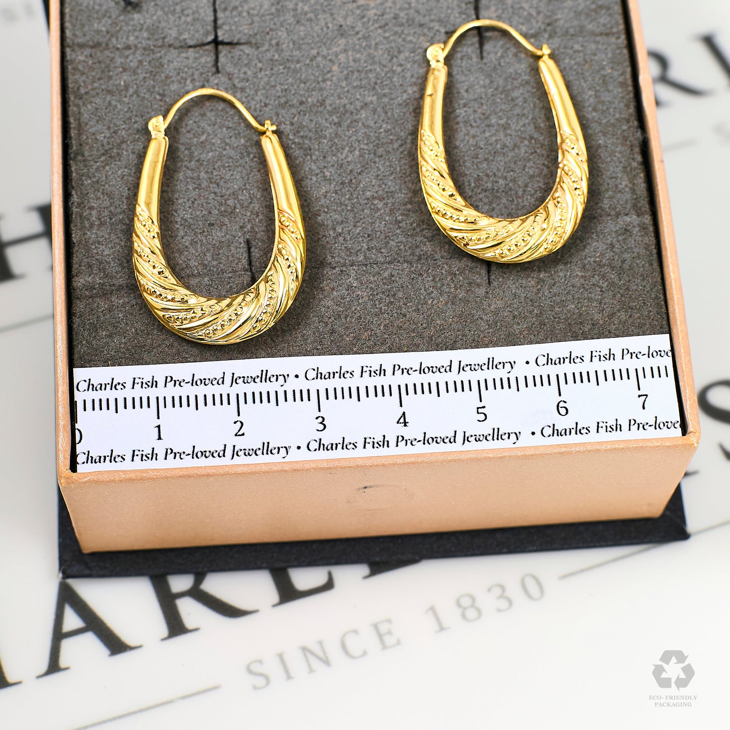 Pre-Owned 9ct Gold Horseshoe Twist Creole Hoop Earrings