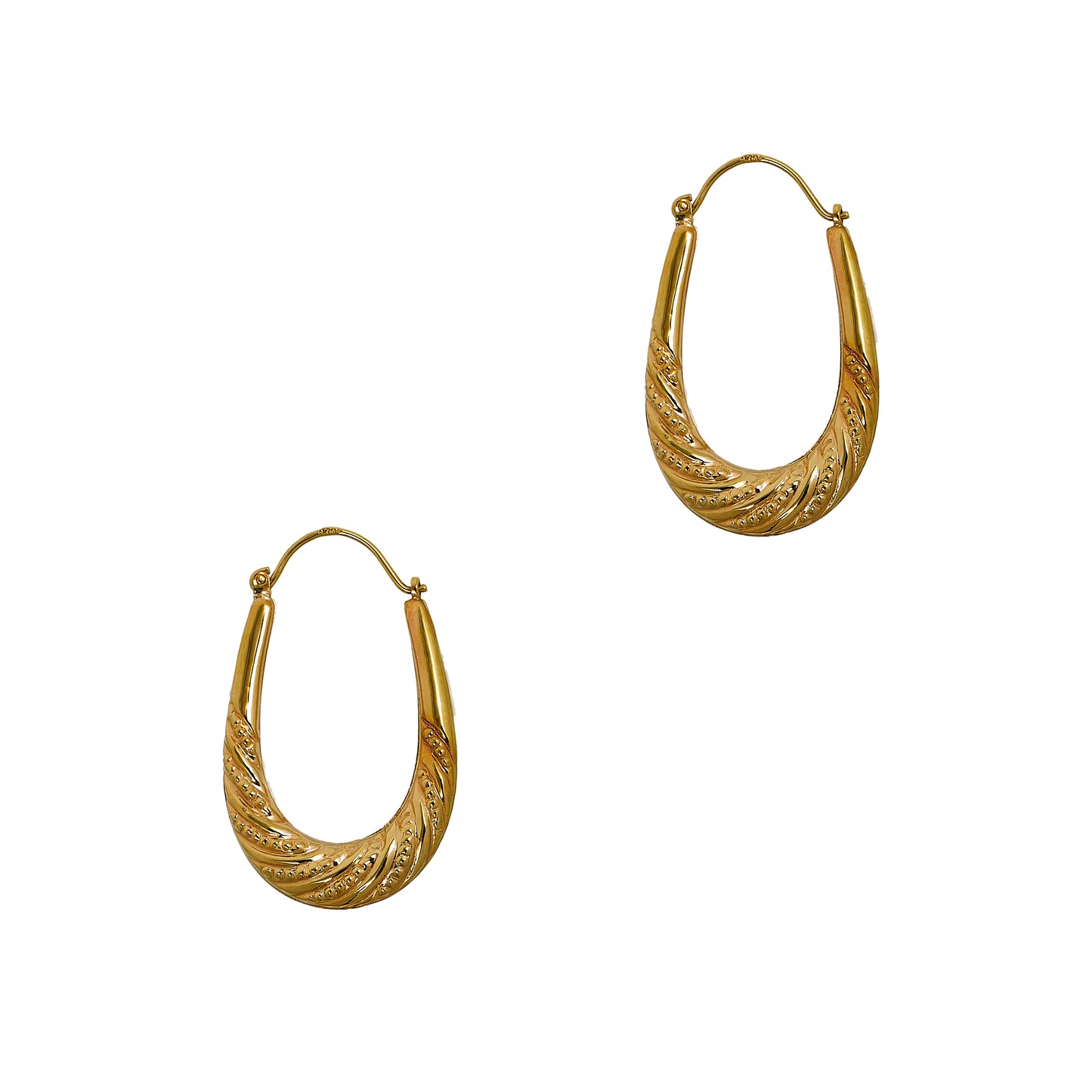 Pre-Owned 9ct Gold Horseshoe Twist Creole Hoop Earrings