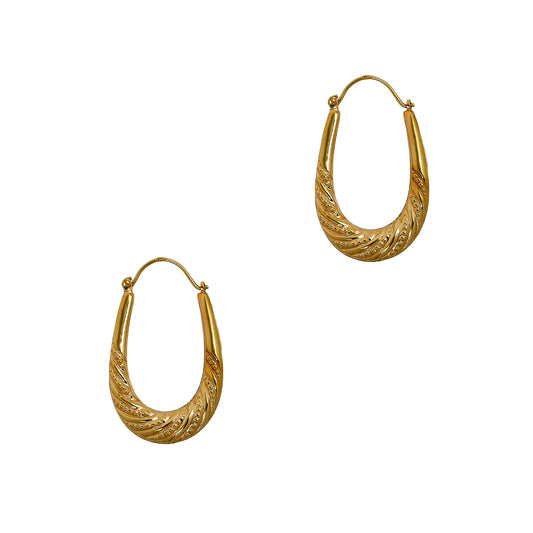 Pre-Owned 9ct Gold Horseshoe Twist Creole Hoop Earrings