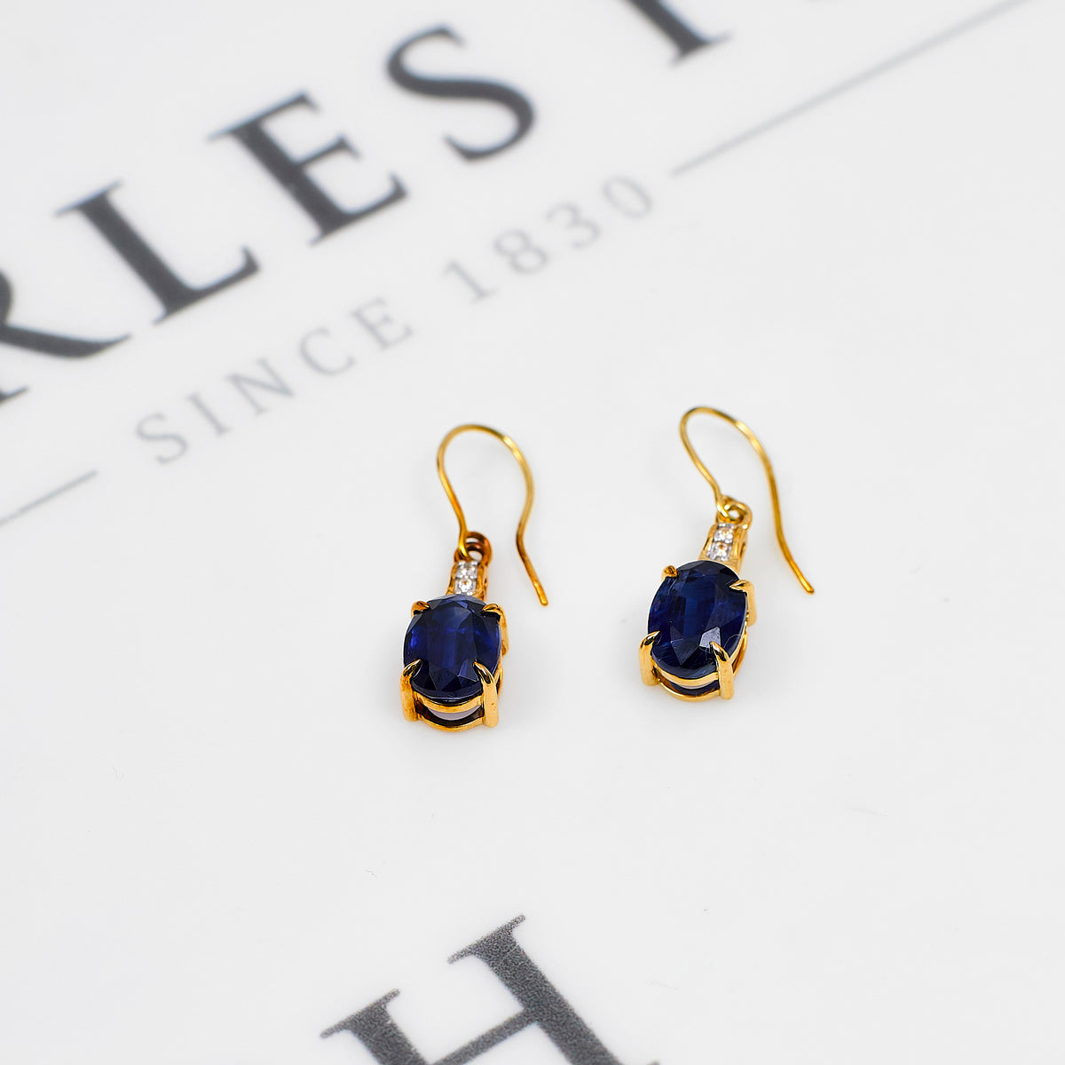 Pre-Owned 9ct Gold Kyanite & White Zircon Drop Earrings