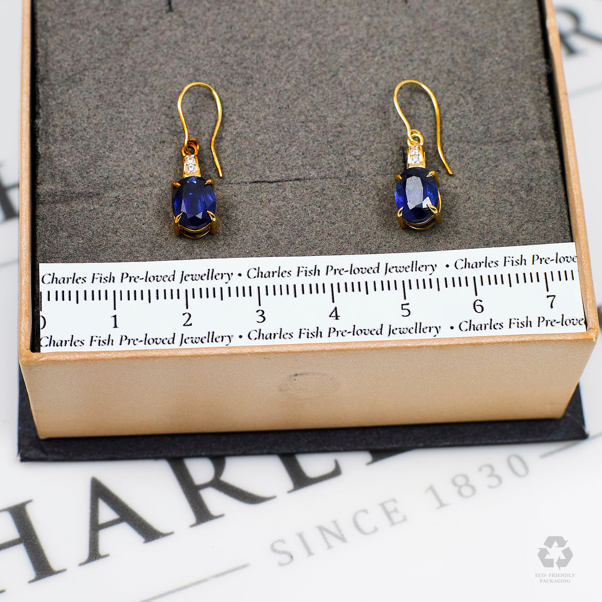 Pre-Owned 9ct Gold Kyanite & White Zircon Drop Earrings