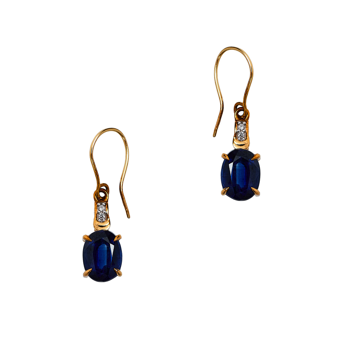 Pre-Owned 9ct Gold Kyanite & White Zircon Drop Earrings