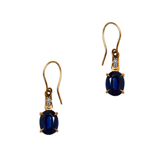 Pre-Owned 9ct Gold Kyanite & White Zircon Drop Earrings