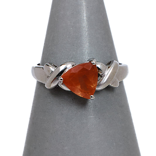 Pre-Owned 9ct White Gold Triangle Sunstone Ring Size O.5