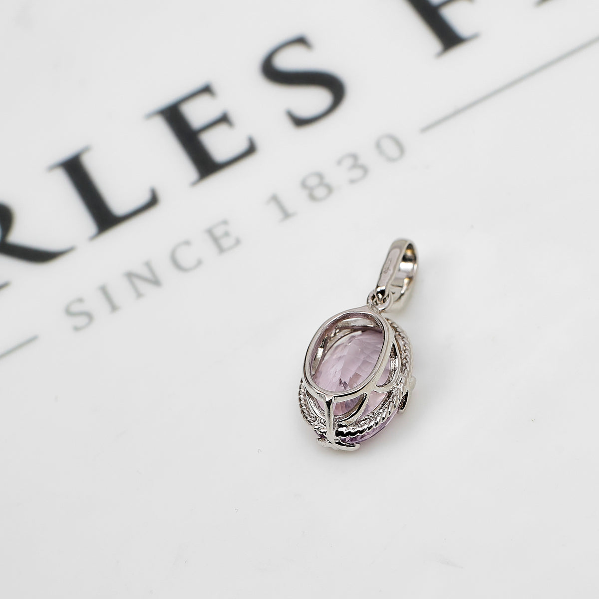 Pre-Owned 9ct White Gold Oval Amethyst Pendant