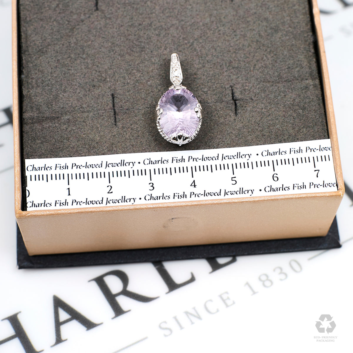 Pre-Owned 9ct White Gold Oval Amethyst Pendant