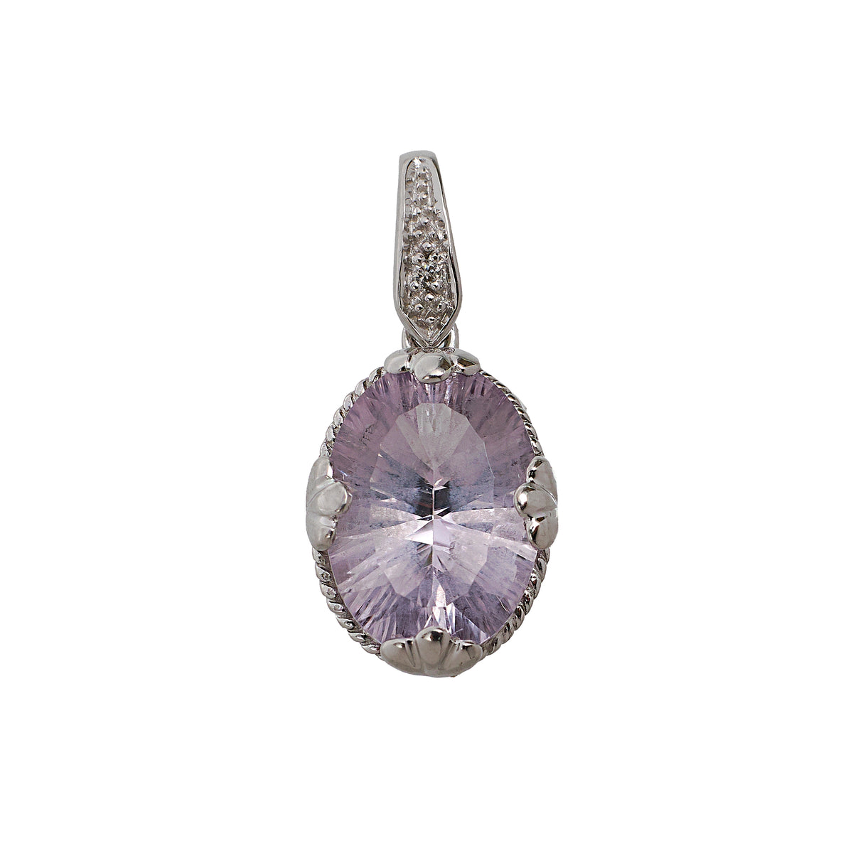 Pre-Owned 9ct White Gold Oval Amethyst Pendant