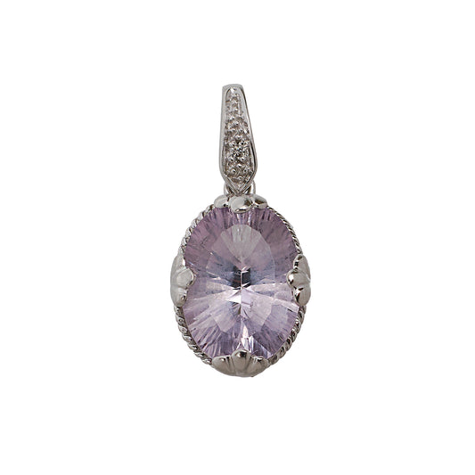 Pre-Owned 9ct White Gold Oval Amethyst Pendant