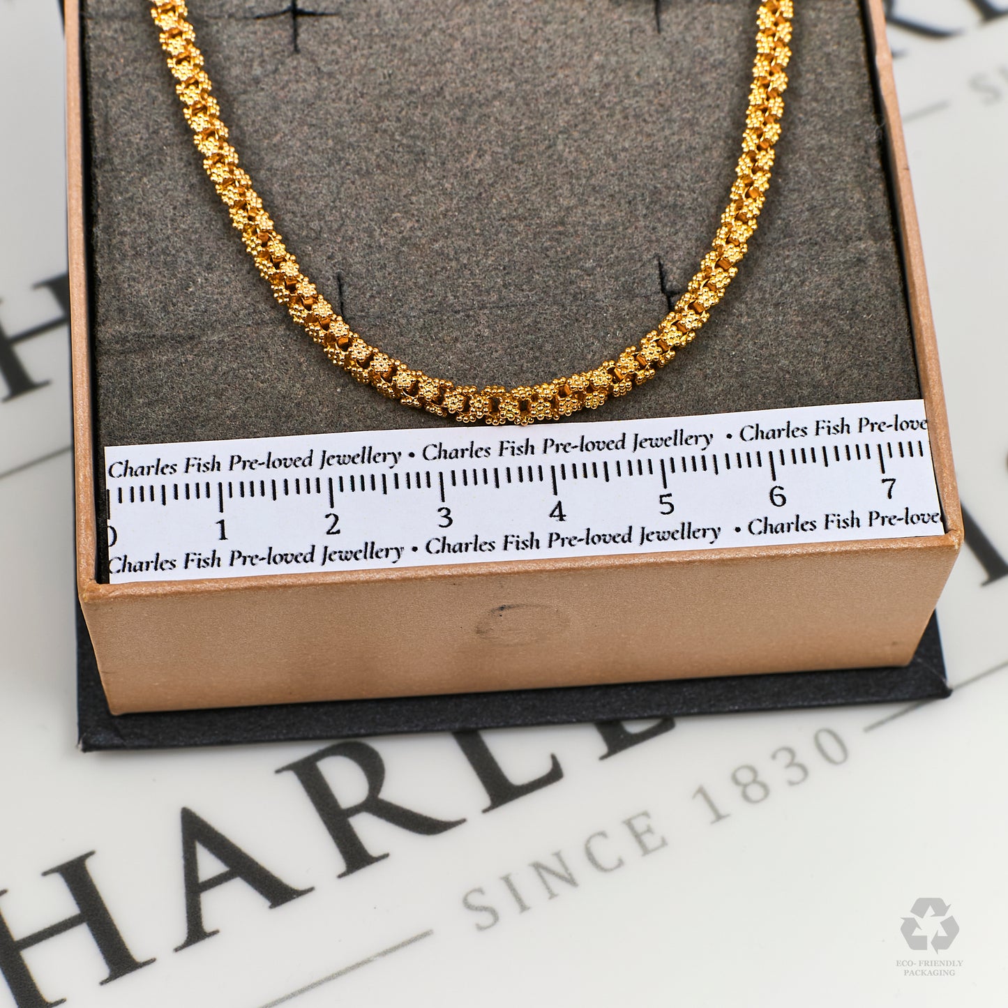 Pre-Owned 18ct Gold Matte Finish Popcorn Chain Necklace