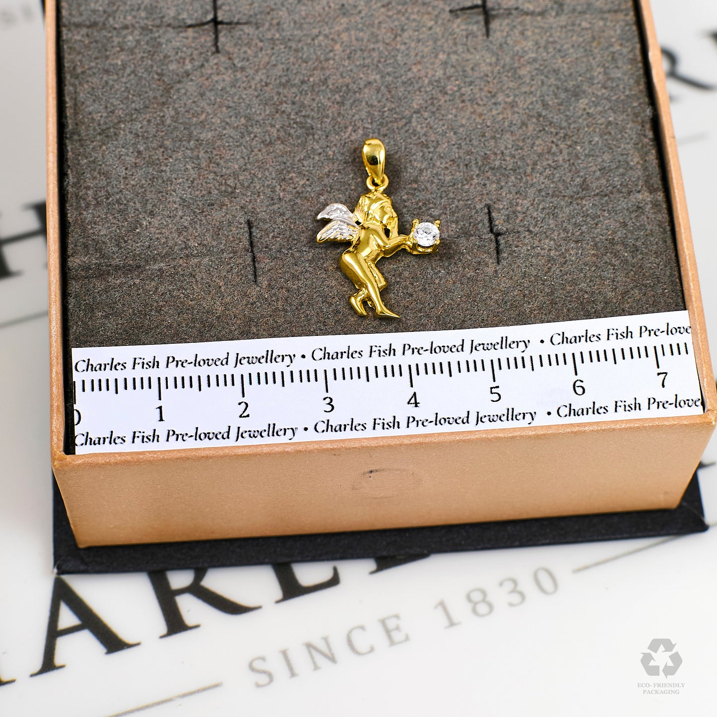 Pre-Owned 14ct Gold CZ Cherub Pendant