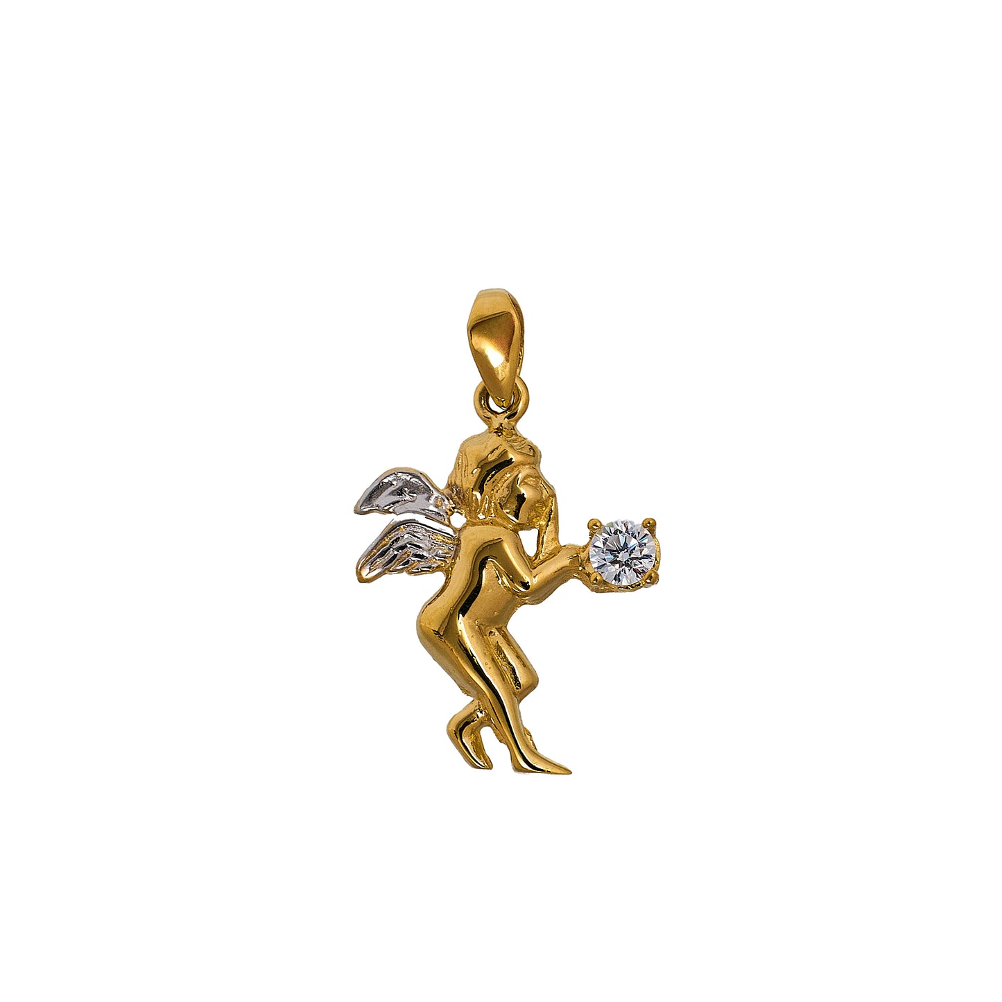 Pre-Owned 14ct Gold CZ Cherub Pendant