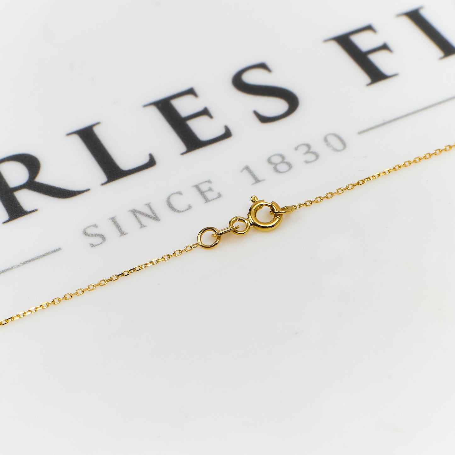 Pre-Owned 14ct Gold CZ Drop Shape Pendant & Chain 16 Inch