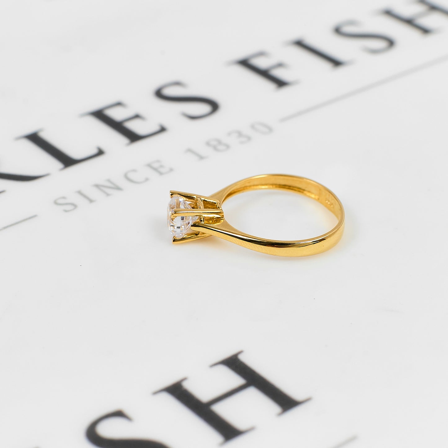 Pre-Owned 14ct Gold Single CZ Ring Size O