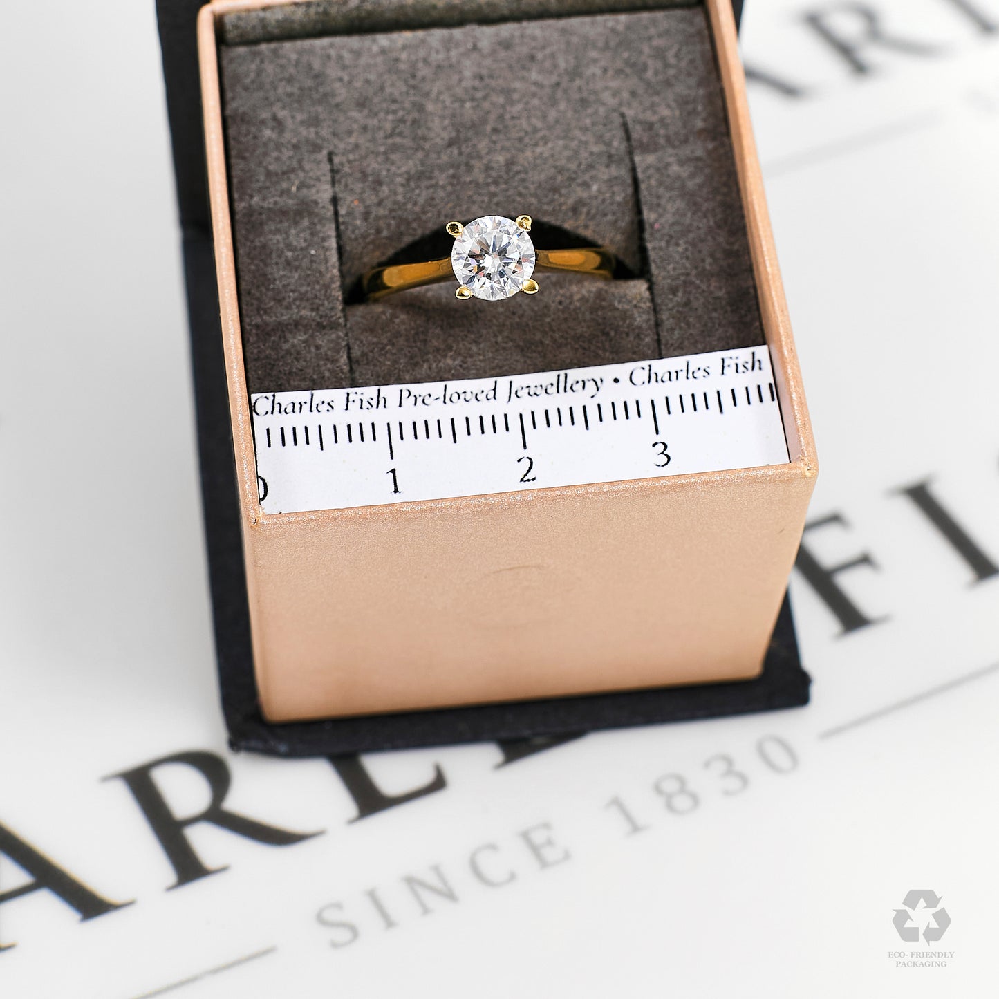 Pre-Owned 14ct Gold Single CZ Ring Size O