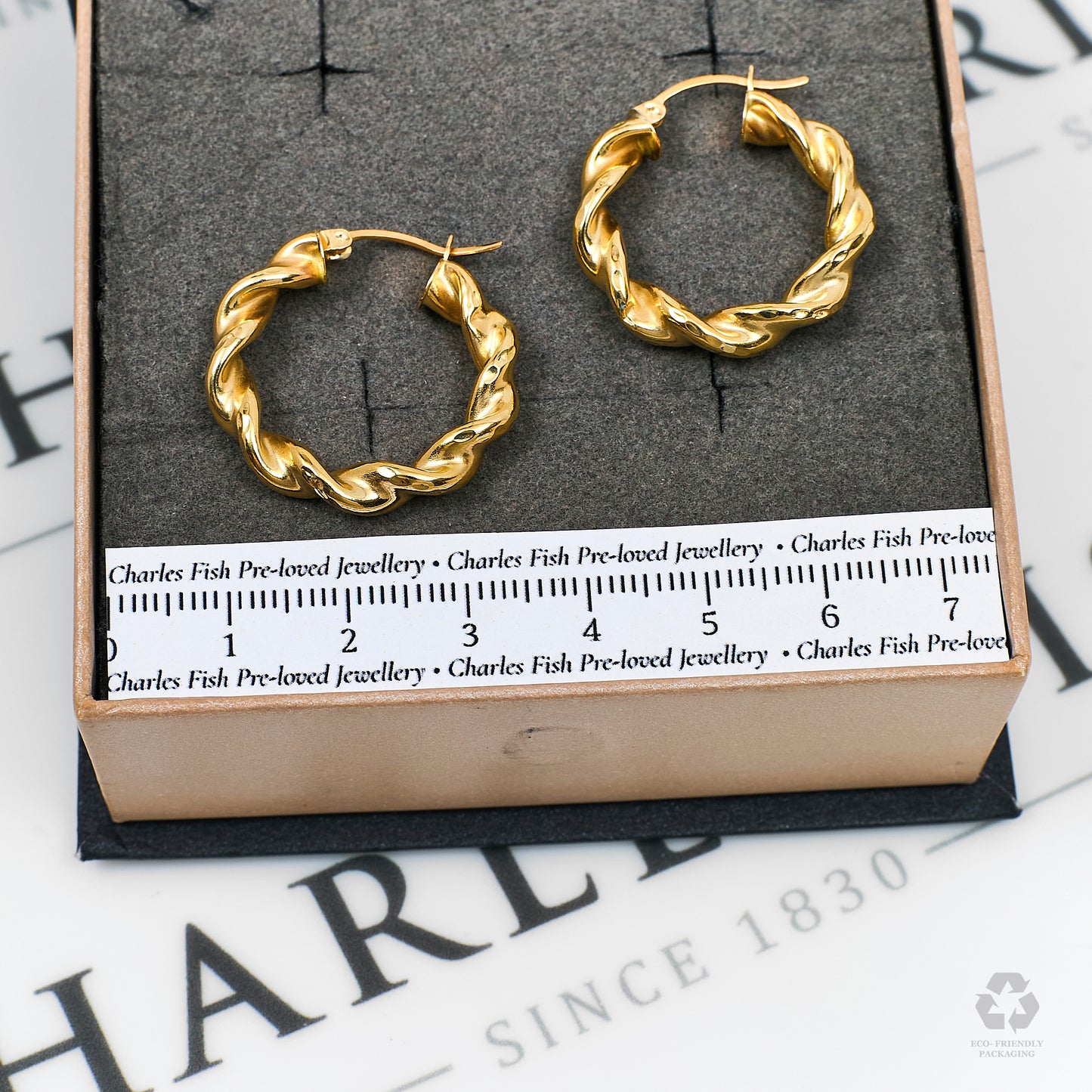 Pre-Owned 14ct Gold Twist Design Creole Hoop Earrings