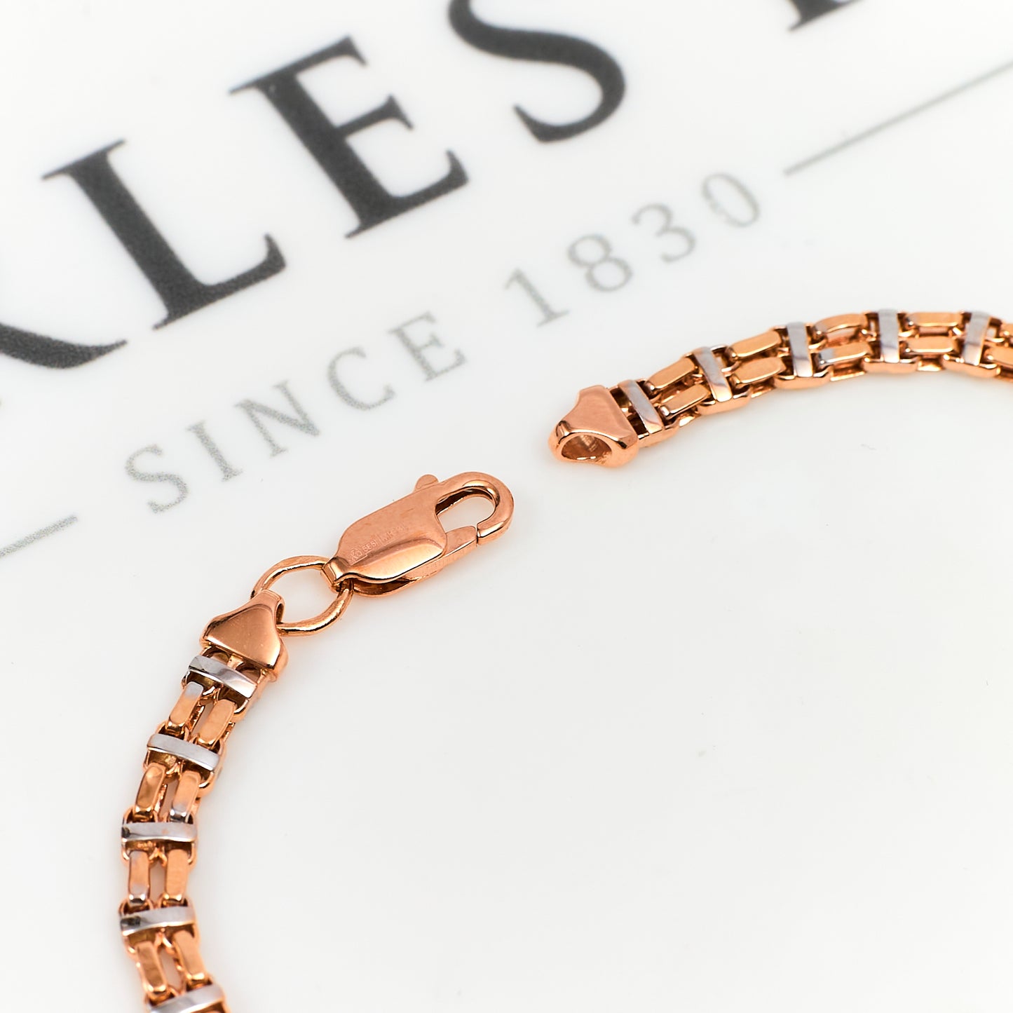 Pre-Owned 14ct Rose & White Gold Chain Bracelet
