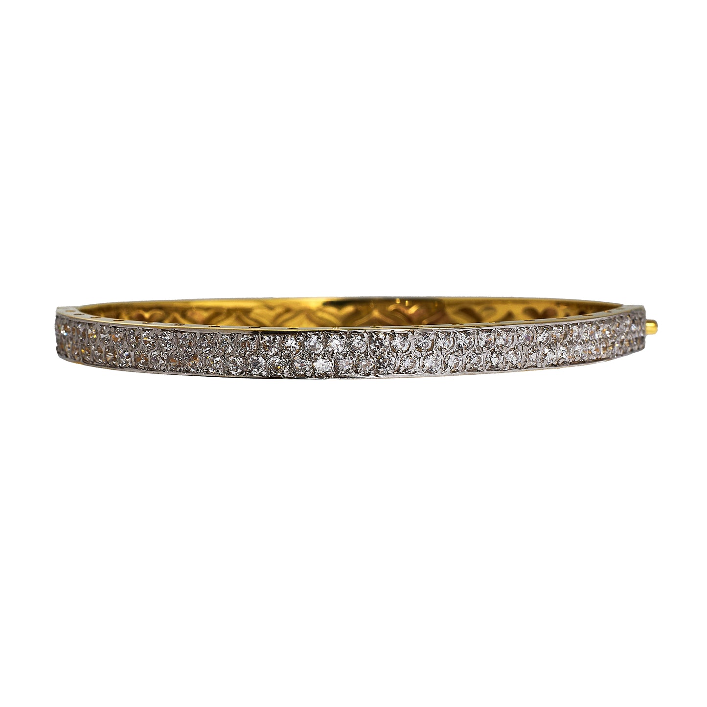 Pre-Owned 9ct Gold CZ Hinged Bangle