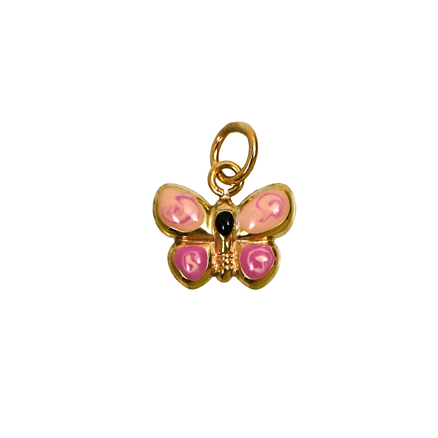 Pre-Owned 9ct Gold Pink Enamel Butterfly Pendant
