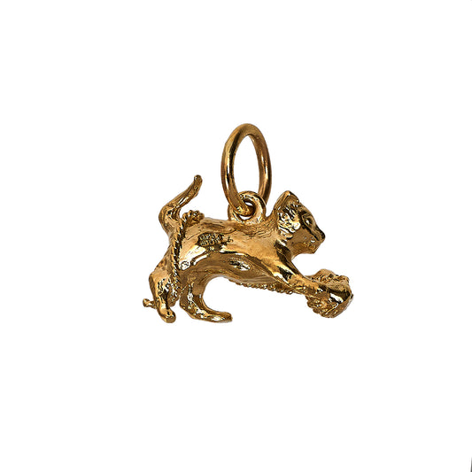 Pre-Owned 9ct Gold Cat & Ball Of Wool Charm