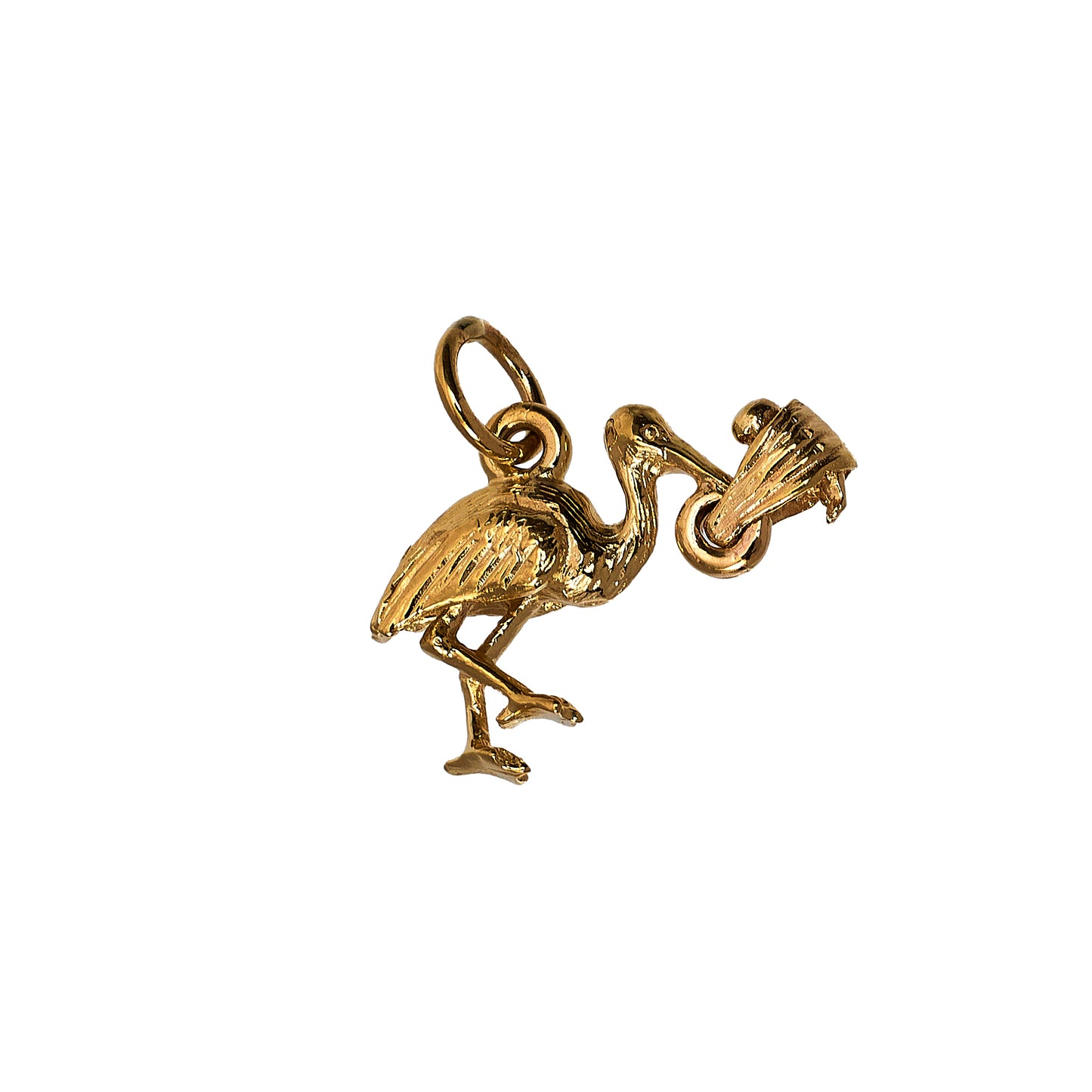 Pre-Owned 9ct Gold Stork & Baby Charm